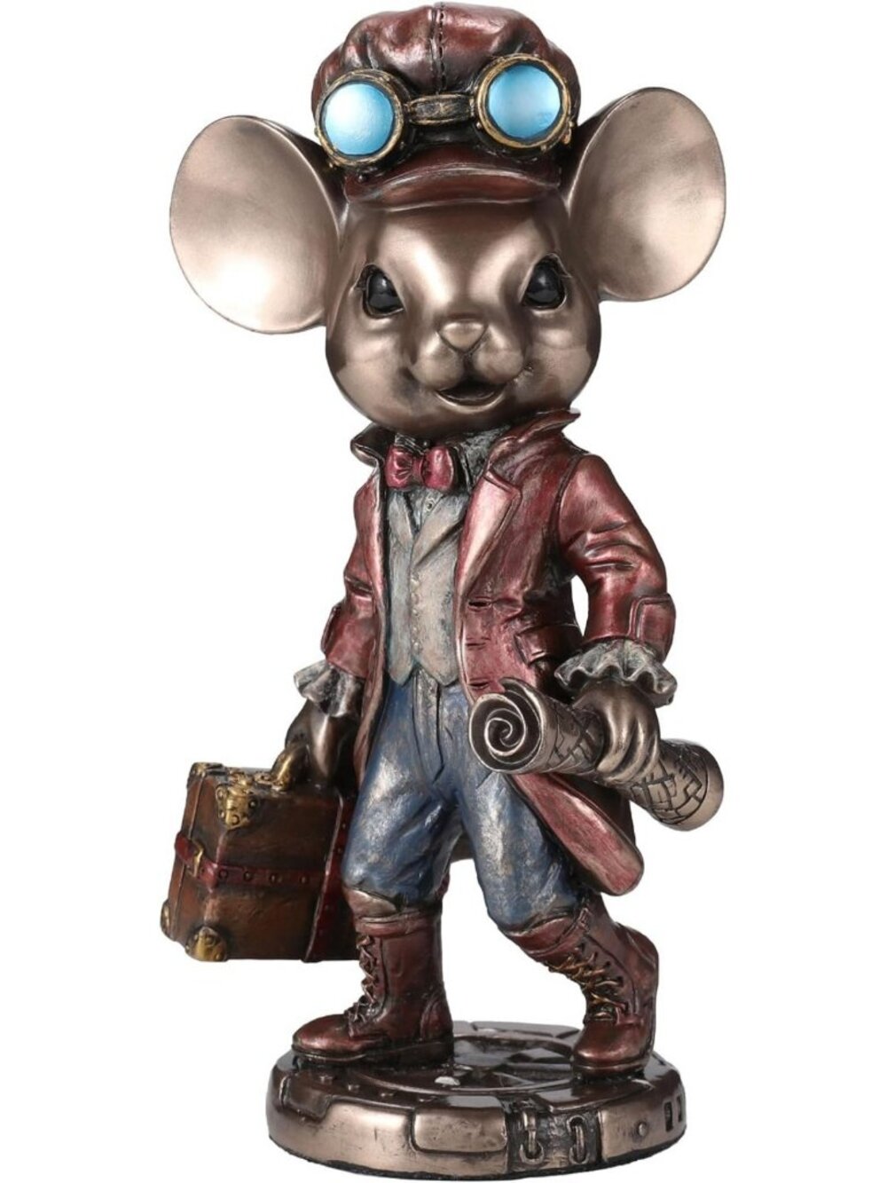 Steampunk Traveler Mister Mice Guy Figurine | Cold Cast Resin Bronze Animal